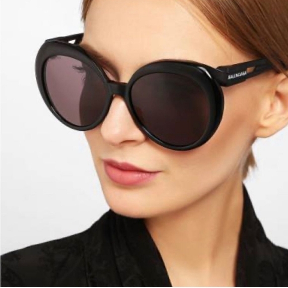 Balenciaga Accessories - Balenciaga Black Oversized Round Black Sunglasses New With Case BB0024S